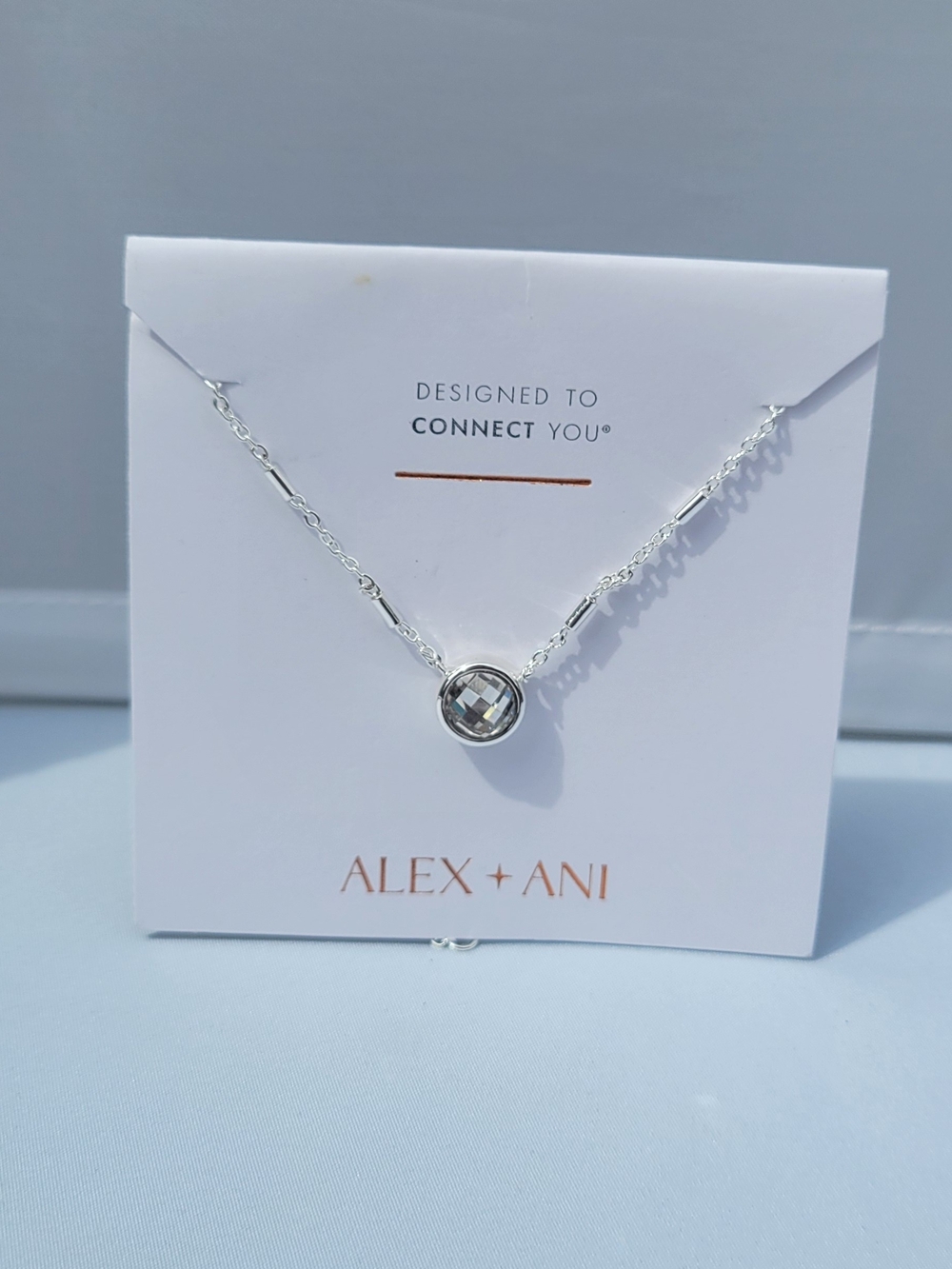 Alex and Ani Silver Crystal Bezel Pendant Necklace
